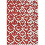 3' X 5' Red And Ivory Geometric Washable Indoor Outdoor Area Rug