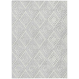 5' X 8' Silver And Ivory Geometric Washable Indoor Outdoor Area Rug