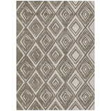 5' X 8' Taupe And Beige Geometric Washable Indoor Outdoor Area Rug