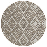 8' Taupe And Beige Round Geometric Washable Indoor Outdoor Area Rug
