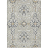 3' X 5' Beige Ivory And Gray Floral Washable Indoor Outdoor Area Rug