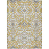 3' X 5' Gold Ivory And Gray Floral Washable Indoor Outdoor Area Rug
