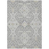 8' X 10' Gray Ivory And Silver Floral Washable Indoor Outdoor Area Rug