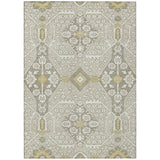 3' X 5' Ivory Beige And Gold Floral Washable Indoor Outdoor Area Rug