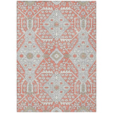 5' X 8' Salmon Gray And Taupe Floral Washable Indoor Outdoor Area Rug