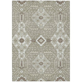 5' X 8' Taupe Beige And Ivory Floral Washable Indoor Outdoor Area Rug