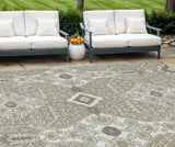 8' X 10' Taupe Beige And Ivory Floral Washable Indoor Outdoor Area Rug
