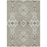 8' X 10' Taupe Beige And Ivory Floral Washable Indoor Outdoor Area Rug