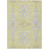 5' X 8' Yellow Ivory And Beige Floral Washable Indoor Outdoor Area Rug