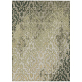 5' X 8' Artichoke Green And Beige Medallion Washable Indoor Outdoor Area Rug