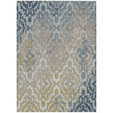 8' X 10' Sky Blue And Denim Blue Medallion Washable Indoor Outdoor Area Rug