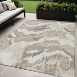5' X 8' Beige Brown And Ivory Abstract Washable Indoor Outdoor Area Rug