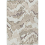 8' X 10' Beige Brown And Ivory Abstract Washable Indoor Outdoor Area Rug