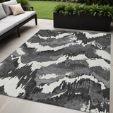 5' X 8' Black Gray And Charcoal Abstract Washable Indoor Outdoor Area Rug