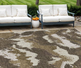 8' X 10' Brown Beige And Taupe Abstract Washable Indoor Outdoor Area Rug