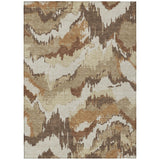 8' X 10' Brown And Beige Abstract Washable Indoor Outdoor Area Rug