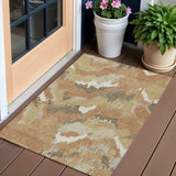 3' X 5' Copper Ivory And Brown Abstract Washable Indoor Outdoor Area Rug