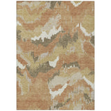 5' X 8' Copper Ivory And Brown Abstract Washable Indoor Outdoor Area Rug