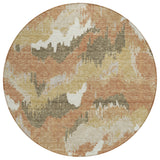 8' Copper Ivory And Brown Round Abstract Washable Indoor Outdoor Area Rug