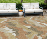 8' X 10' Copper Ivory And Brown Abstract Washable Indoor Outdoor Area Rug