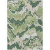 5' X 8' Green Ivory And Beige Abstract Washable Indoor Outdoor Area Rug