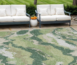 8' X 10' Green Ivory And Beige Abstract Washable Indoor Outdoor Area Rug