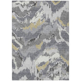 5' X 8' Gray Silver And Charcoal Abstract Washable Indoor Outdoor Area Rug