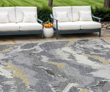 8' X 10' Gray Silver And Charcoal Abstract Washable Indoor Outdoor Area Rug