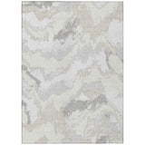 3' X 5' Ivory Beige And Cream Abstract Washable Indoor Outdoor Area Rug