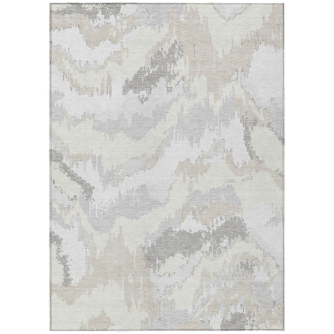 3' X 5' Ivory Beige And Cream Abstract Washable Indoor Outdoor Area Rug