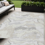 5' X 8' Ivory Beige And Cream Abstract Washable Indoor Outdoor Area Rug