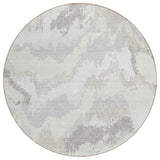 8' Ivory Beige And Cream Round Abstract Washable Indoor Outdoor Area Rug