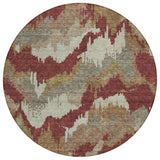8' Orange Copper And Beige Round Abstract Washable Indoor Outdoor Area Rug
