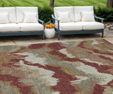 8' X 10' Orange Copper And Beige Abstract Washable Indoor Outdoor Area Rug