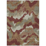 8' X 10' Orange Copper And Beige Abstract Washable Indoor Outdoor Area Rug