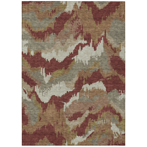 8' X 10' Orange Copper And Beige Abstract Washable Indoor Outdoor Area Rug