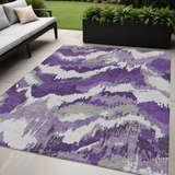 5' X 8' Purple Lavender And Gray Abstract Washable Indoor Outdoor Area Rug