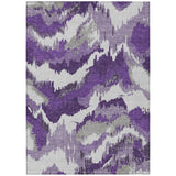 5' X 8' Purple Lavender And Gray Abstract Washable Indoor Outdoor Area Rug