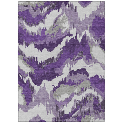 8' X 10' Purple Lavender And Gray Abstract Washable Indoor Outdoor Area Rug