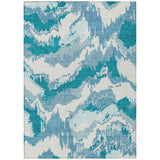 5' X 8' Teal Blue Sky Blue And Aqua Abstract Washable Indoor Outdoor Area Rug