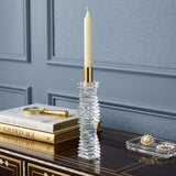 12" Clear And Gold Twisted Crystal Tabletop Taper Candlestick