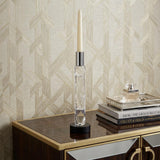 10" Silver Clear And Black Faceted Crystal Tabletop Taper Candlestick