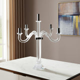 20" Clear And Silver Crystal Tabletop Candelabra Candle Holder