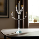 23" Clear Gold And Silver Crystal Tabletop Candelabra Candle Holder