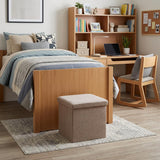15" Taupe Boucle Cube Ottoman With Storage