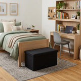 30" Black Boucle Ottoman With Storage