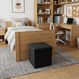 12" Black Boucle Cube Ottoman With Storage