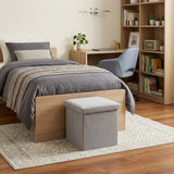 12" Gray Boucle Cube Ottoman With Storage