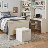 12" White Boucle Cube Ottoman With Storage