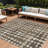 8' X 10' Brown And Beige Abstract Washable Indoor Outdoor Area Rug